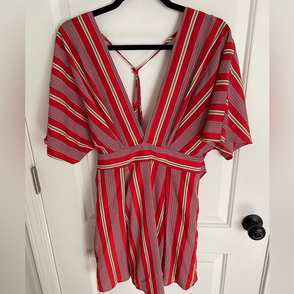 FAVLUX red, white and black striped dress